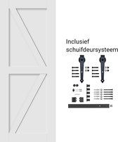 Schuifdeur - Wit - Grondlaag - Complete set met Schuifdeursysteem - 2150 x 1000 mm