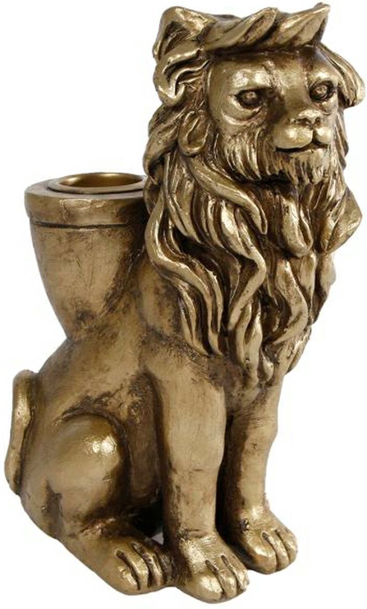 Daan kromhout Kandelaar Leeuw Goud - Polystone - 11 x 6 x 15 cm