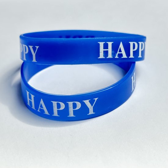 Wellness-House | Polsbandje Happy Donkerblauw | Siliconen Polsbandje | Festival | Donkerblauw Polsbandje | Unisex Armband | Statement Armband | Happy | Blij | Festival Armband | Hypoallergeen | Armband | Zen