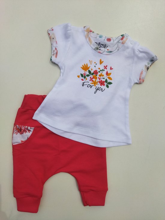 Nini - Outfit Lotte - 2-delige set - Shirtje, Broekje - Maat 62 - 2 t/m 4 maanden