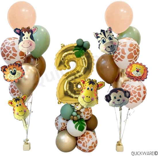 Set Ballons Jungle 2 ans - 30 pièces - Décoration Anniversaire / Décoration  de fête 