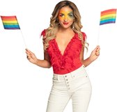 Pride vlag (6x) met 40cm stokje - Gay Pride Flag - Gay Pride Accessoires - Regenboogvlag op 40 cm stokje 6 stuks