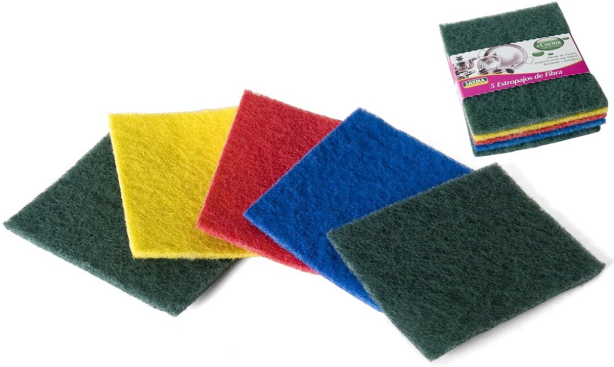 Goedkoopste 5 Kleurige Professionele schuurpads middel grof | Gekleurde schuurlapjes | schuurvlies | Spons | Sponzen | schoonmaak | Keukenartikelen