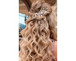 Bruidsmode, haarmode gala feest, kam goudkleurig met strass steentjes