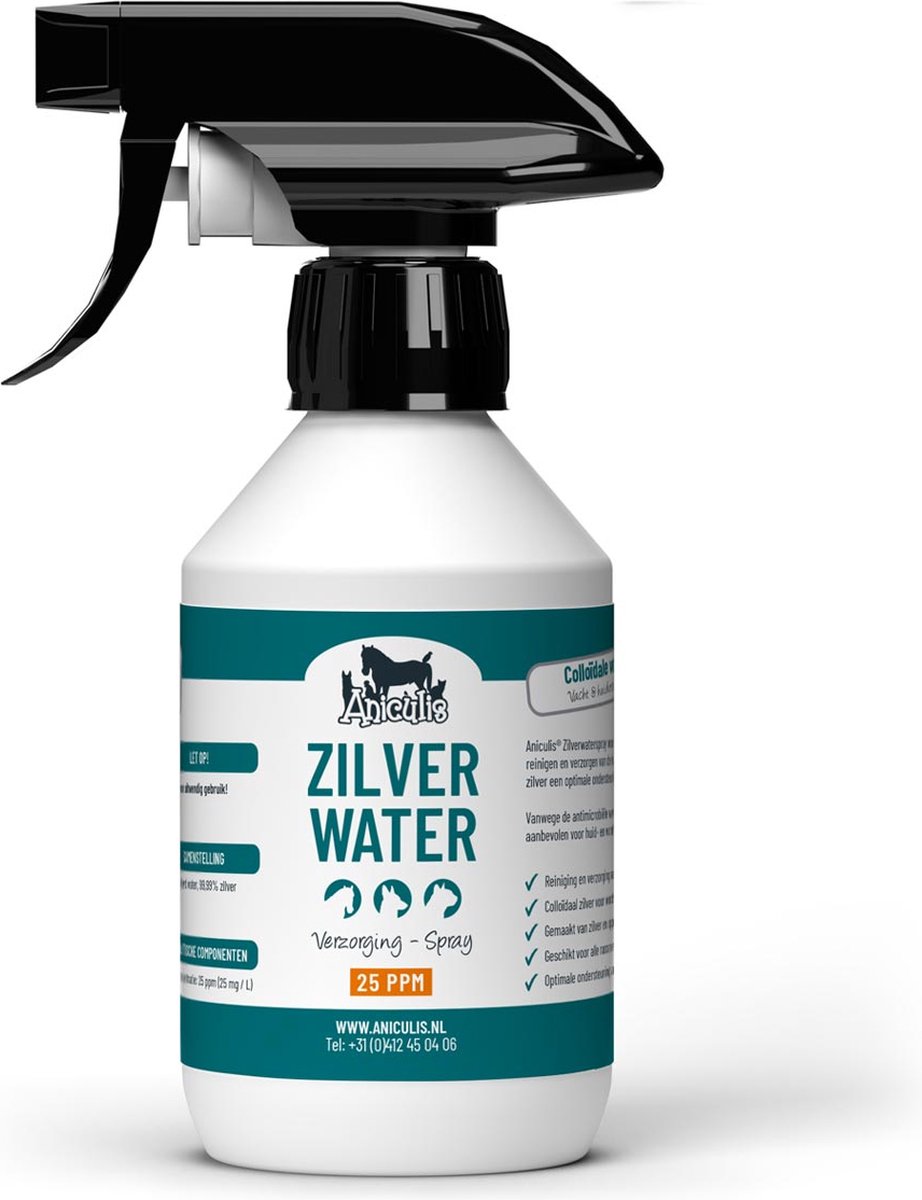 Aniculis - Zilverwater Colloïdaal Spray voor honden, katten, paarden en andere dieren (250ml) - Reiniging en verzorging van de huid - 25PPM - Aniculis