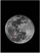 Poster Glanzend – Heldere Maan op Pikzwarte Nacht - 30x40 cm Foto op Posterpapier met Glanzende Afwerking