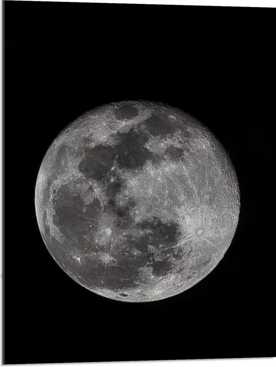 Acrylglas - Heldere Maan op Pikzwarte Nacht - 60x80 cm Foto op Acrylglas (Wanddecoratie op Acrylaat)