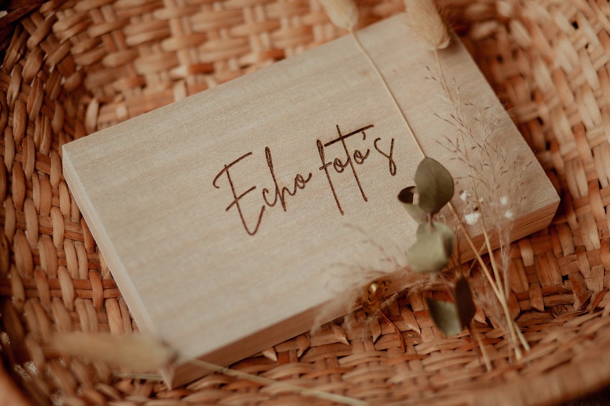 Bolletoet houten kistje voor echo foto's - bewaarkistje