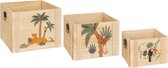 Atmosphera Kids houten kratten jungle - Set van 3 - Opbergers