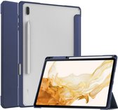 Tablet Hoes geschikt voor de Samsung Galaxy Tab S8 Plus | Book Case met Standaard | Kunstlederen Beschermhoes | Tri-fold | met Sleep/Wake Functie Blauw