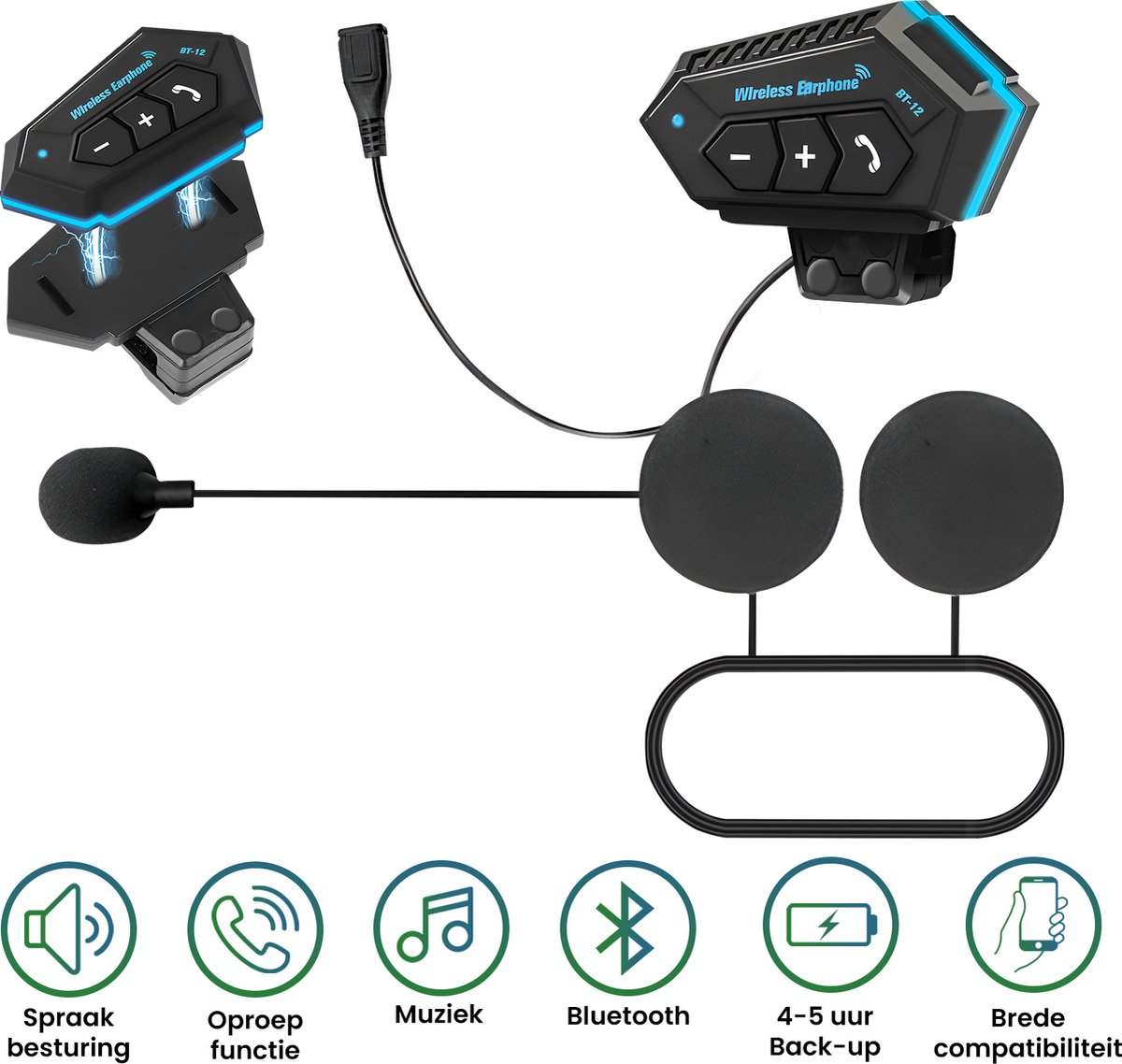 XEOD - Oreillette Bluetooth avec microphone - Oreillette casque moto -  Accessoires... | bol