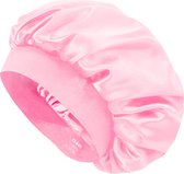 YUBBI™ Bonnet de nuit en satin 1 pièce - Bandeau élastique - Bonnet de nuit - Soins capillaires - Rose