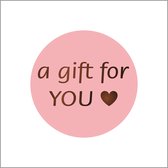 Sticker - "A gift for YOU" - Etiketten - 39mm Rond - Roze/Zwart - 500 Stuks
