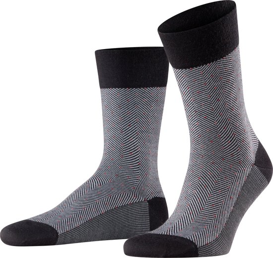 FALKE Sensitive Herringbone comfort band, geschikt voor diabetici merinowol sokken heren zwart - Maat 43-44