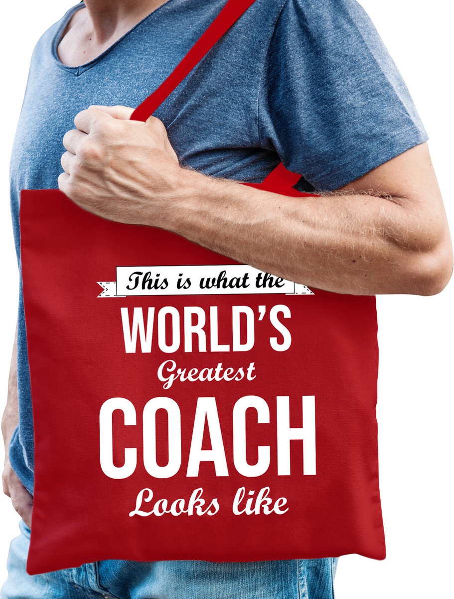 Bellatio Decorations cadeau tas voor coach/trainer - katoen - 42 x 38 cm