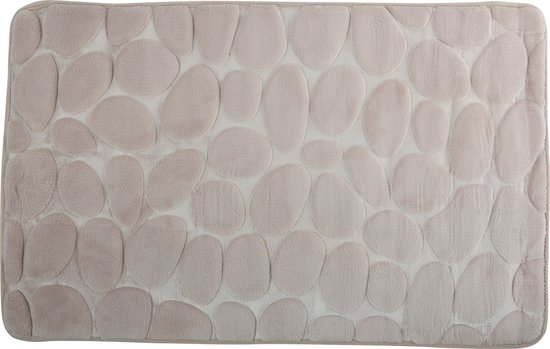 MSV Badkamerkleedje/badmat tapijt - kiezel motief - vloermat - beige - 50 x 80 cm - laagpolig