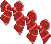 House of Seasons kerst ornament strik - 3x -rood 20 x 17 cm - polyester
