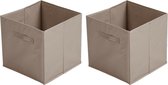 Urban Living Panier de rangement / panier d'armoire Square Box - 2x - karton/ plastique - 29 litres - beige - 31 x 31 x 31 cm - Paniers d'armoire à compartiments