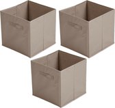 Urban Living Opbergmand/kastmand Square Box - 3x - karton/kunststof - 29 liter - beige - 31 x 31 x 31 cm - Vakkenkast manden
