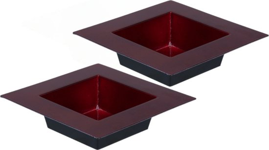 Othmar Decorations dienblad/plateau/tray - 2x - rood - 20 x 20 cm - kunststof