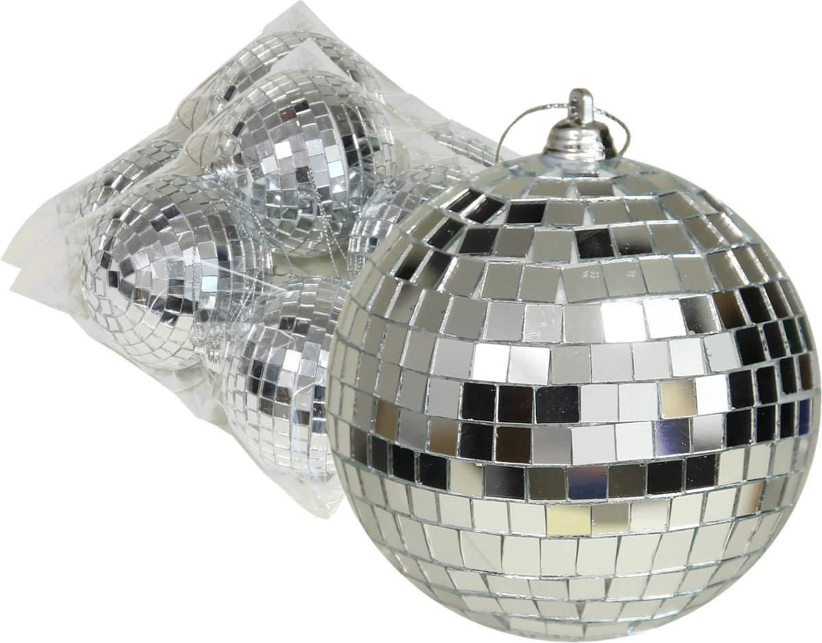 Othmar Decorations Discobal kerstballen -8x- zilver - 8 cm- kunststof -spiegelbol