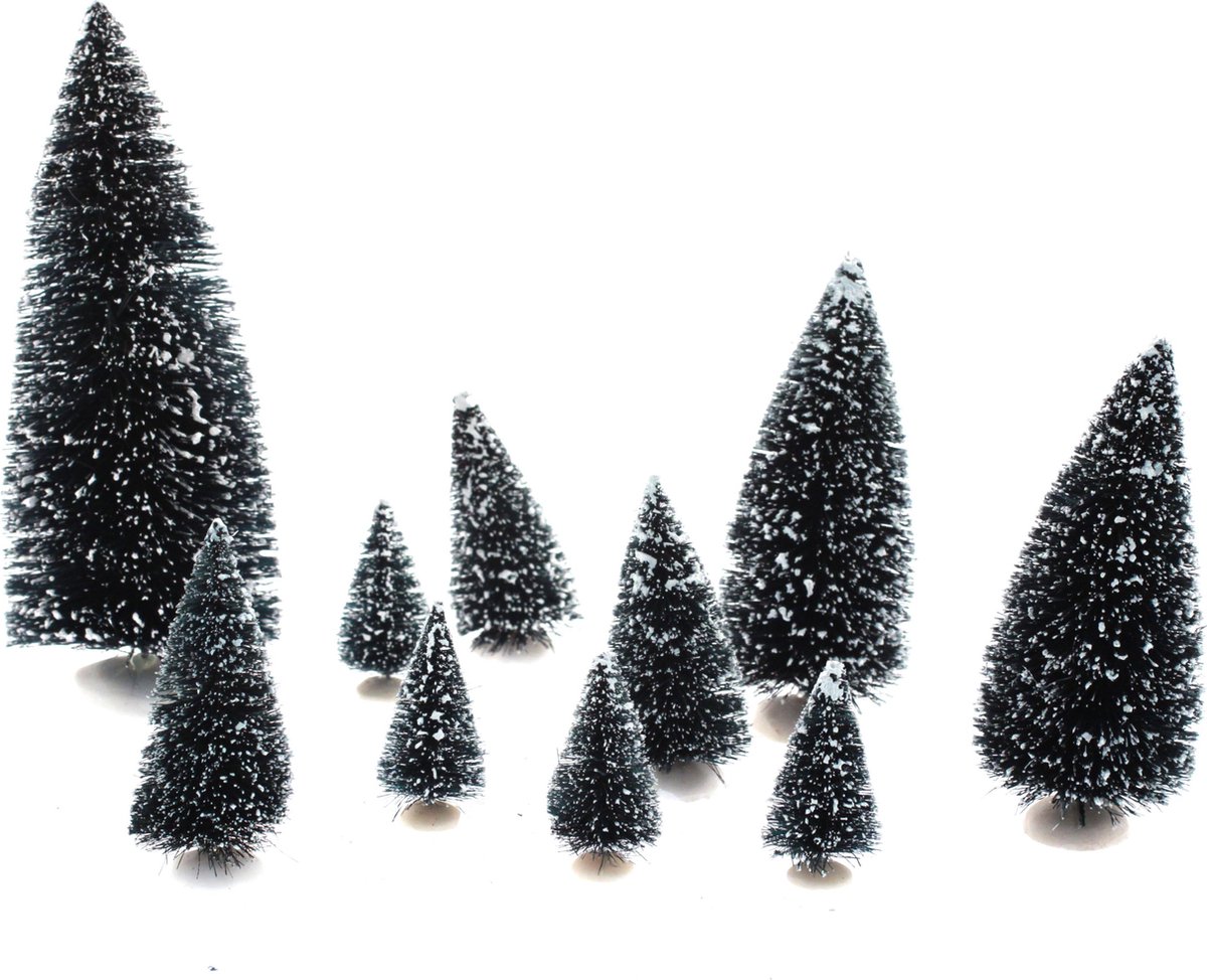 Feeric lights and christmas - kerstdorp miniatuur boompjes - 20x stuks