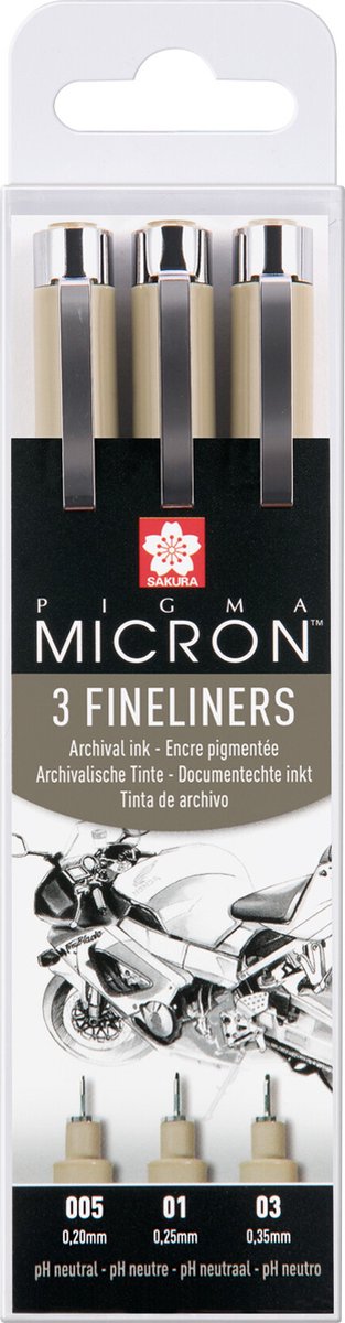 Sakura Pigma Micron Etui 3 Fineliners Zwart 005-01-03 Design