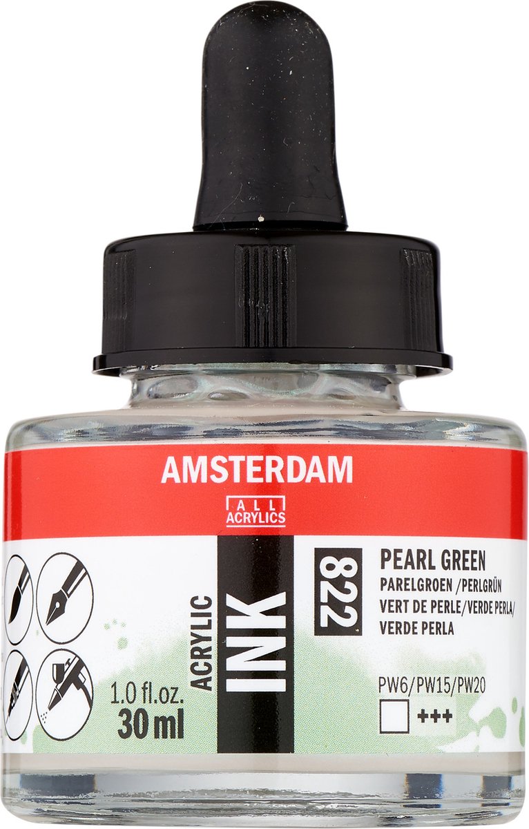 Amsterdam Acrylic Inkt Fles 30 ml Parelgroen 822