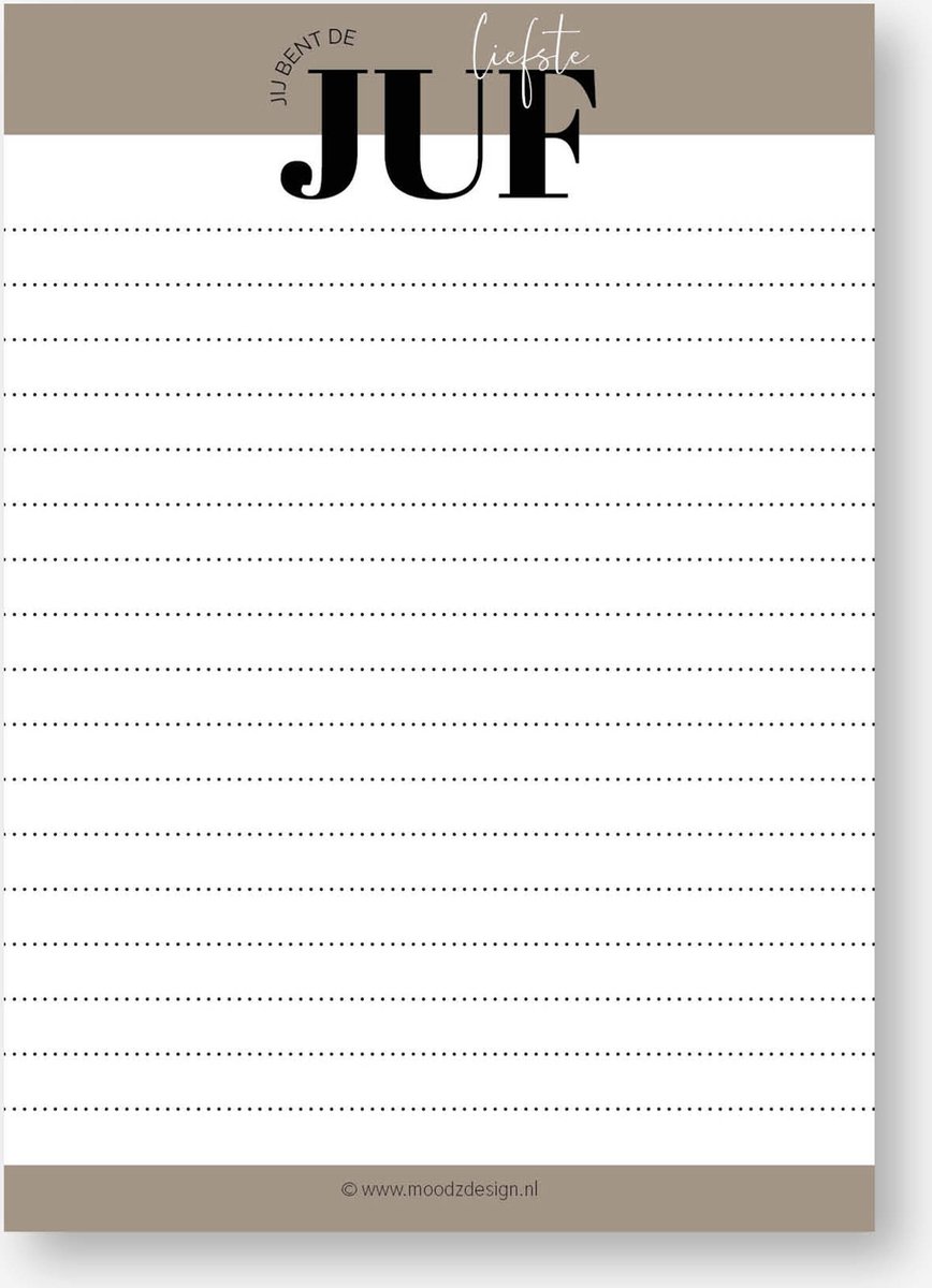 MOODZ design | Notitieblok juf | Juffen cadeau | A6 formaat | Juf en Meester cadeau