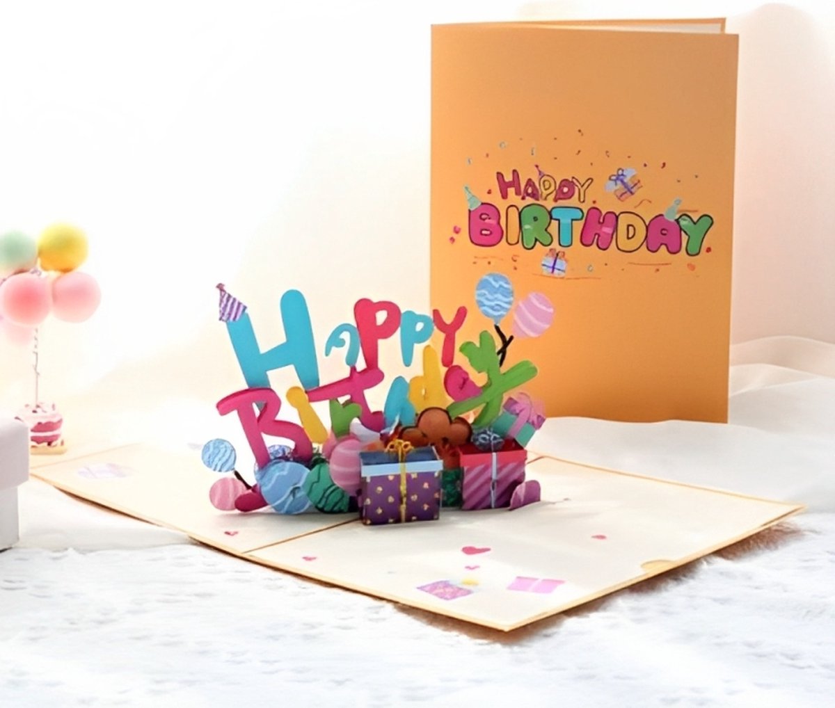 Carte Pop-up Joyeux Anniversaire - Kit Avec Enveloppe Et Petite Carte, Motif Gâteau, Ballon, Microphone, Pour Amie, Maman, Sœur