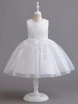 Bruidsmeisjes / Bloemenmeisjes jurk maat 104-110 met bloemenkroon -Bruiloft - Feest