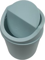 Prullenbakje met deksel CALLUM - Lichtblauw / Baby blauw - Kunststof - 12 x 12 x 16 cm - Prullenbak - Tafelprullenbakje - Afvalbak - Afvalbakje