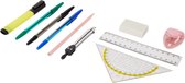 Schrijfwaren set / Stationery Set - Roze - Set van 10 met oa etui, potloden, pen, liniaal gum en meer