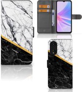Mobiel Case OPPO A78 5G | A58 5G GSM Hoesje Marble White Black