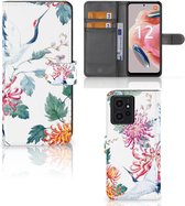 Telefoonhoesje Xiaomi Redmi Note 12 4G Wallet Bookcase Bird Flowers