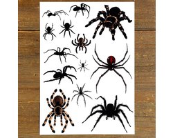 GetGlitterBaby® - Spinnen Tattoo Halloween Decoratie Versiering / Carnaval Schmink Make Up Plak Tattoos / Tijdelijke Tattoo / Nep Tatoeage - Spinnen