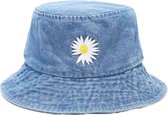 Bucket hat Madelief - Denim Hoed Vissershoedje Zonnehoed UV-bescherming Strandhoed - Blauw