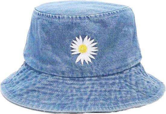Bucket hat Madelief - Denim Hoed Vissershoedje Zonnehoed - Blauw