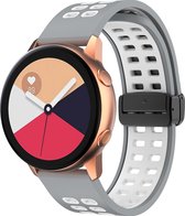 Mobigear Siliconen Watch bandje geschikt voor Smartwatch Bandje Magneetsluiting | Mobigear Two Tone - Universeel 20 mm aansluiting - Wit / Grijs