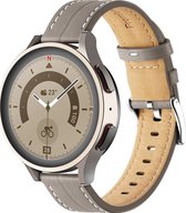 Mobigear Leren Watch bandje geschikt voor Smartwatch Bandje Gespsluiting | Mobigear Stitched - Universeel 20 mm aansluiting - Grijs