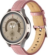 Mobigear Leren Watch bandje geschikt voor Smartwatch Bandje Gespsluiting | Mobigear Stitched - Universeel 20 mm aansluiting - Roze