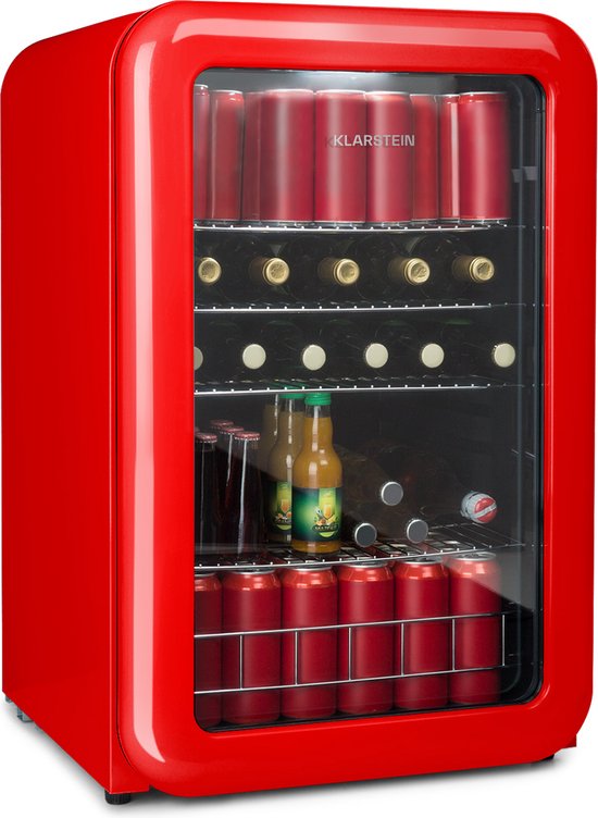 Koelkast: Klarstein PopLife drankenkoeler - Tafelmodel koelkast - rood retrodesign, van het merk Klarstein