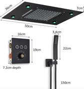 AKTIE ! SaniSupreme®SmartPulse Plafond Thermostatische Doucheset Alicante 3 weg Inbouw Plafond LED regendouche La Paz Mat Zwart