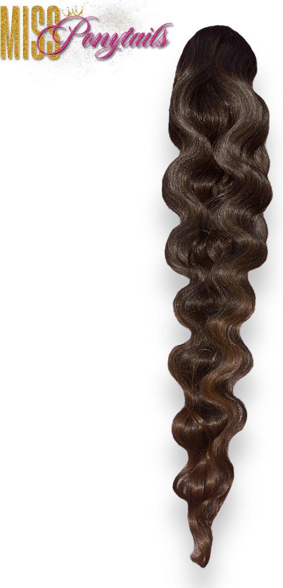 Miss Ponytails - Bodywave ponytail extentions - 28 inch - Zwart/blond T1B/27 - Hair extentions - Haarverlenging