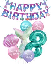 Ballon numéro 8 Turquoise - Sirène - Sirène - Sirène - Forfait Ballons Plus - Fête d'enfants - Guirlande d'anniversaire - Snoes