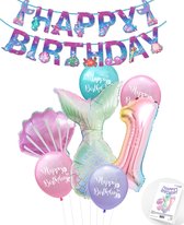 Snoes - Cijfer ballon 1 Regenboog - Zeemeermin - Plus Ballonnen Pakket - Verjaardag Slinger Mermaid