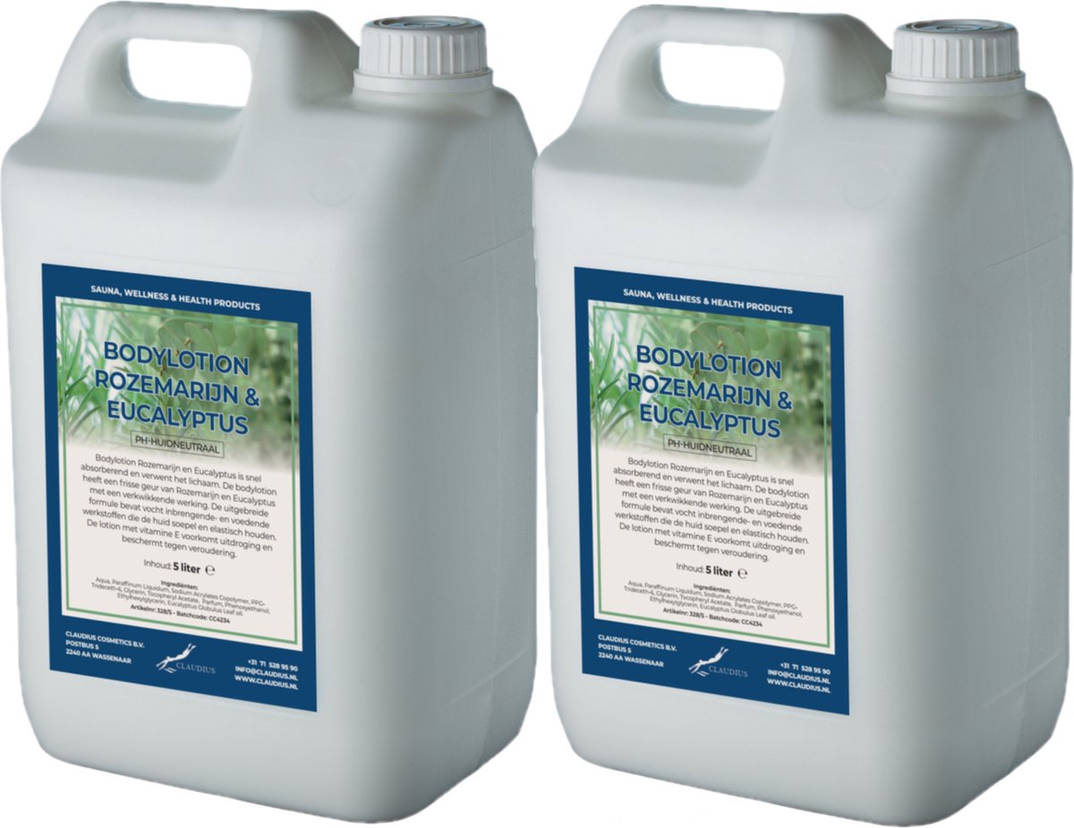 Goedkoopste Bodylotion Rozemarijn & Eucalyptus 5 Liter - set van 2 stuks - navulling - Voordeelverpakking
