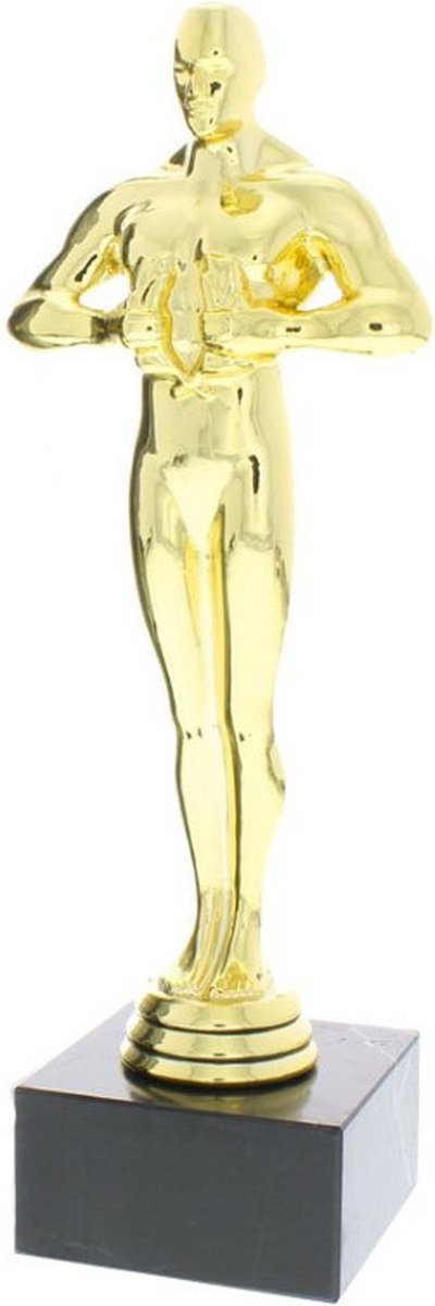 Luxe award beeldje - goud - 22 cm - verzwaarde voet - winnaar trofee