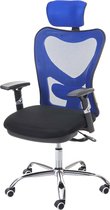 Bureaustoel MCW-F13, bureaustoel draaistoel, schuiffunctie 150kg belastbaar stof/textiel ~ zwart/blauw