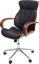 Bureaustoel MCW-H39, bureaustoel draaistoel directiestoel, gebogen hout walnoot look kunstleder ~ zwart